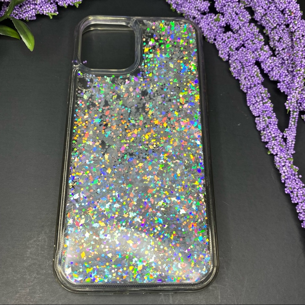 iPhone 12 Clear and Glitter Silver Cover